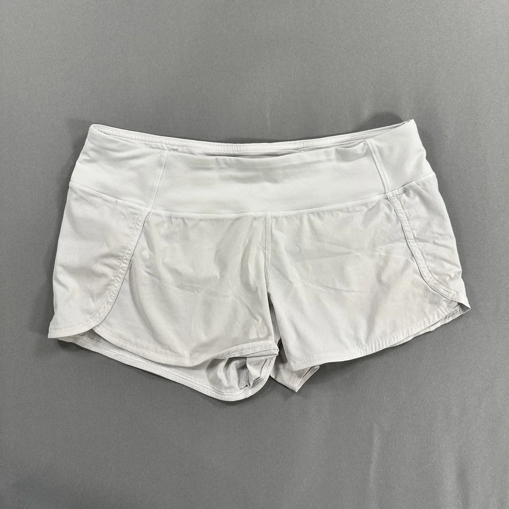 Lululemon Shorts Womens 10 White 2.5‎ Inseam Running Lined Zip Pocket Athletic